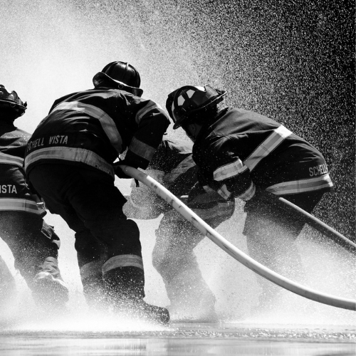 firefighters black and white
